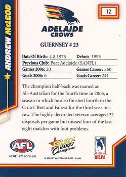 2007 Select AFL Champions Signature Series #12 Andrew McLeod Back
